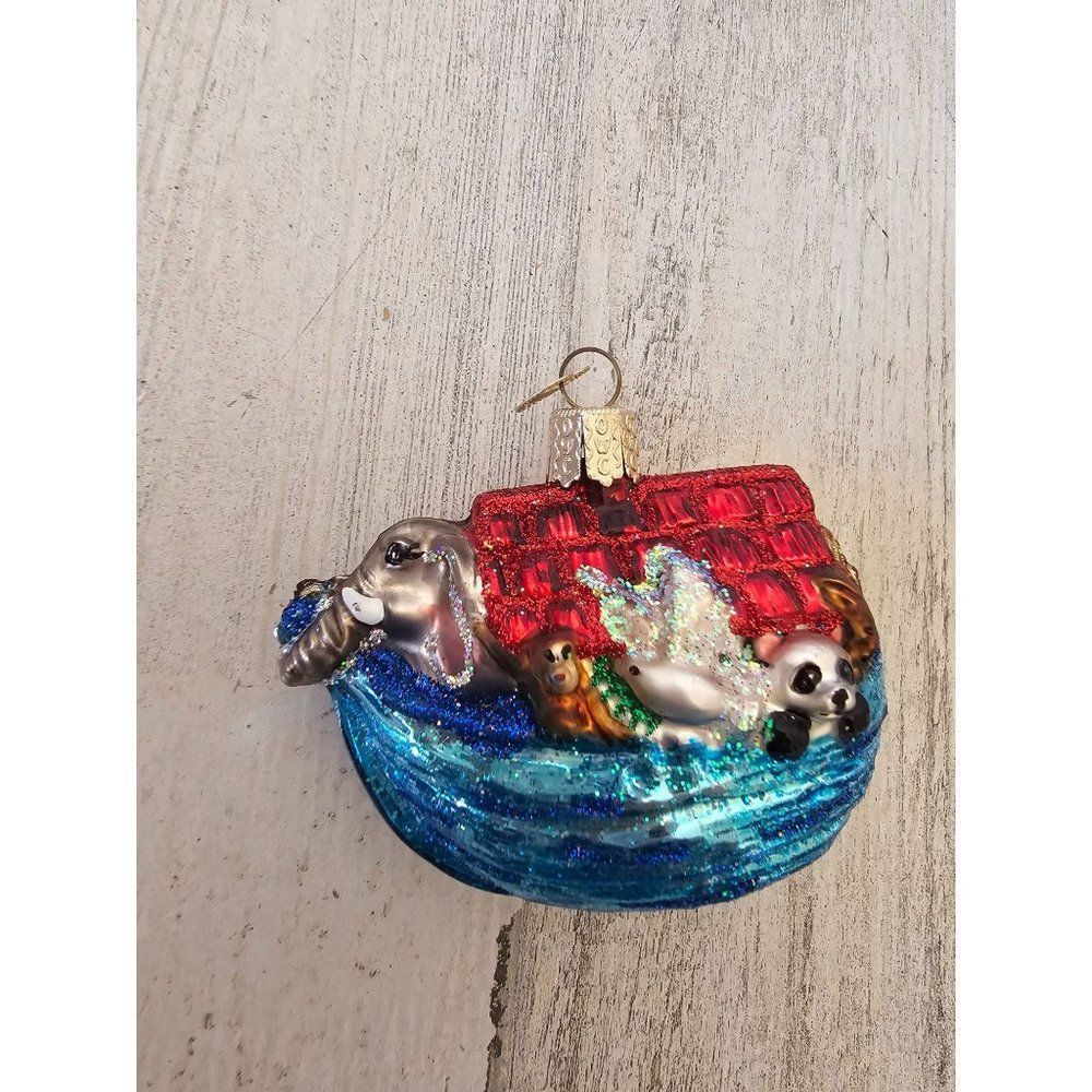 Old world OWC Noah's ark glass ornament Xmas tree‎